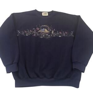 Northern Reflections Sweatshirt VTG Birds Flowers Basket
